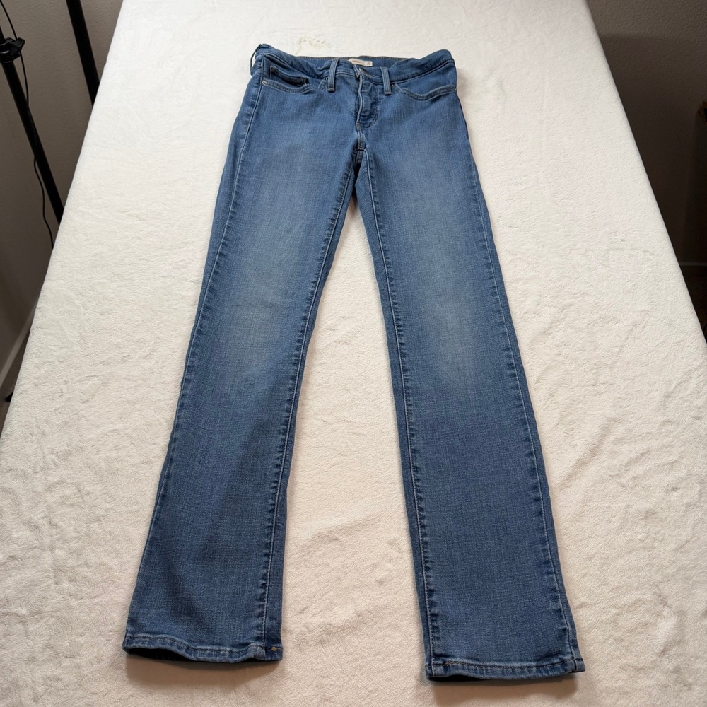 Levi's 314 Shaping Straight Jeans Womens 27 Blue Good Mid‎ Rise Stretch